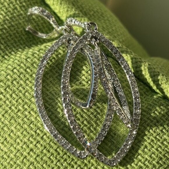 GIVENCHY Silver Crystal Pave Orbital Drop EARRINGS - Picture 5 of 8